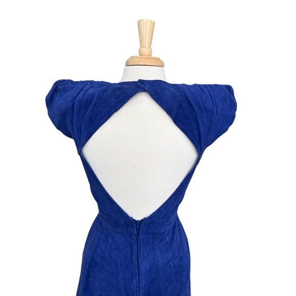 Bin Bin California Vintage 80s Elegant Blue Women's Dress Size Large - Picture 4 of 10